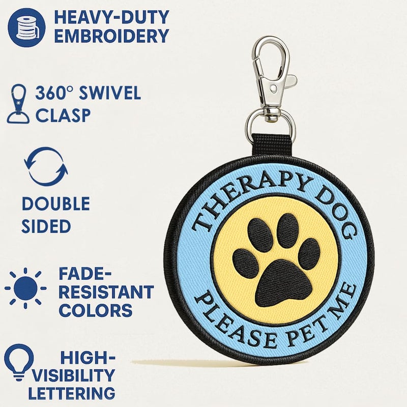 WORKINGSERVICEDOG.COM Therapy Dog ID Patch Tag - Double-Sided, Hangs from Therapy Dog Vest, Harness, or Leash - Image 2